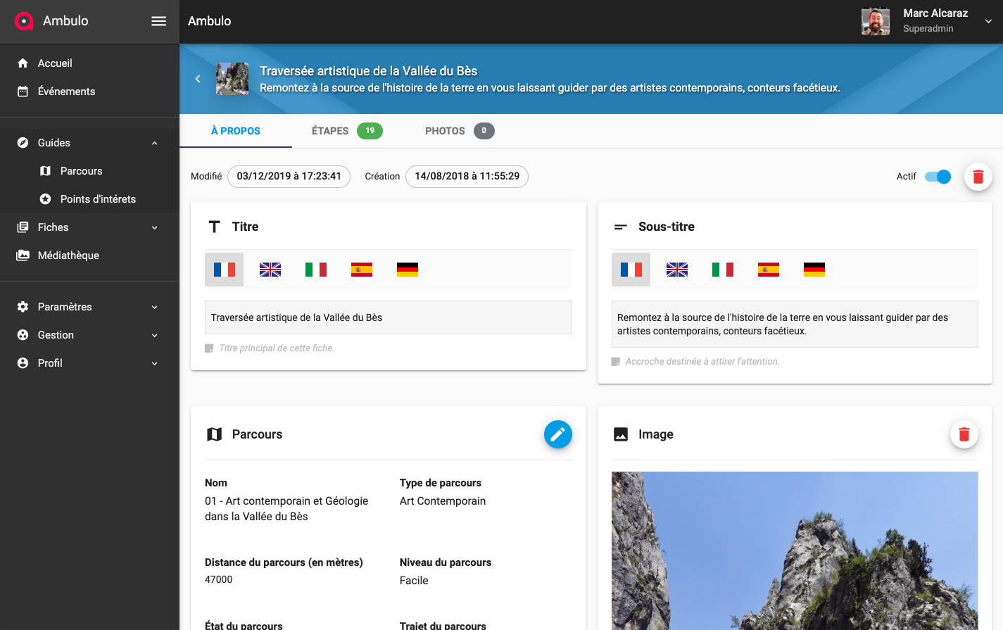 Édition d'un parcours